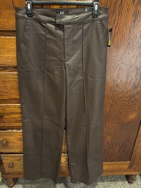 Kut from the Kloth Brown Wide-Leg Faux-Leather Pants